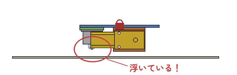 キャスターのボールが地面に届いていない