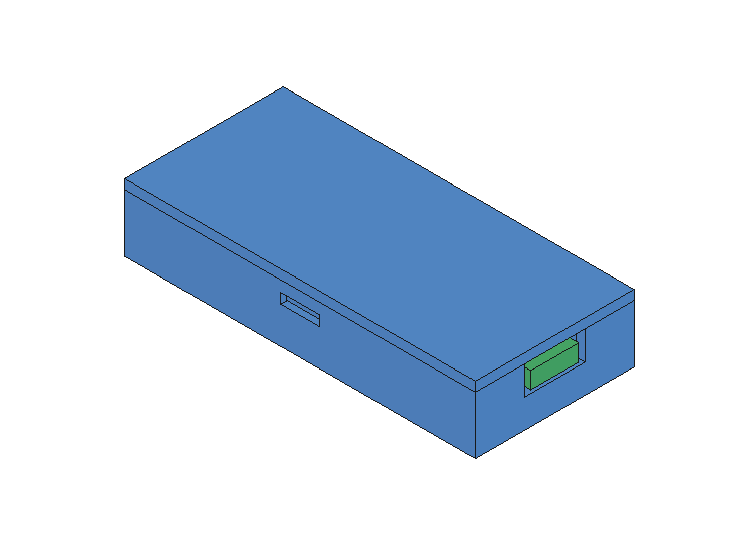 フタを閉じた完成形。USBの窓からコネクタが顔を出す