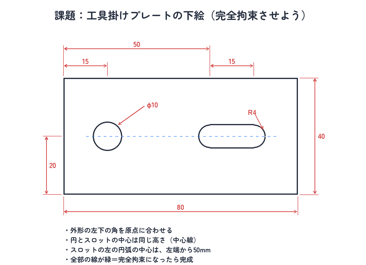 課題：この下絵をスケッチで描いて、完全拘束（全部緑）にする