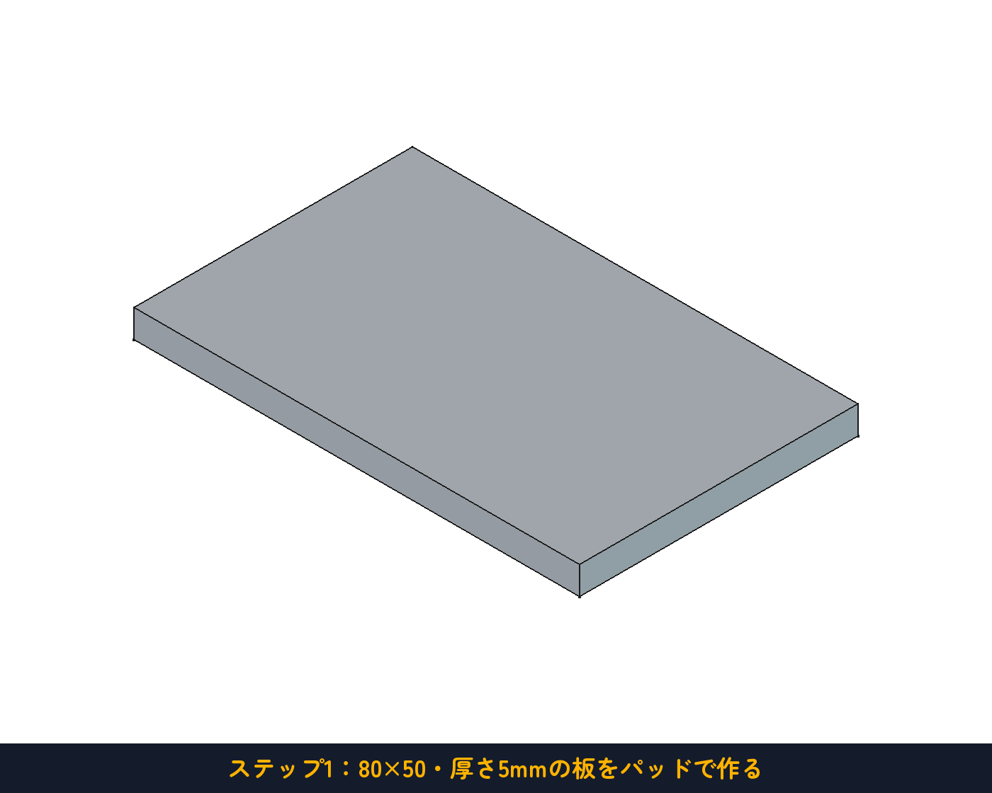 ステップ1：80×50・厚さ5mmの板をパッドで作る