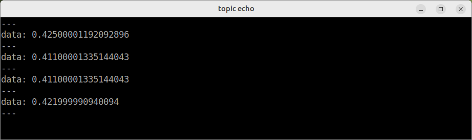 ros2 topic echo で中身を見る。記録が進むにつれて距離が変わっていれば、計算が効いている